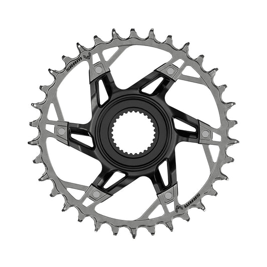 Plateau Mono SRAM XX T-TYPE EAGLE BOSCH GEN4 12V Direct Mount Noir/Argent — vue du plateau sur fond blanc