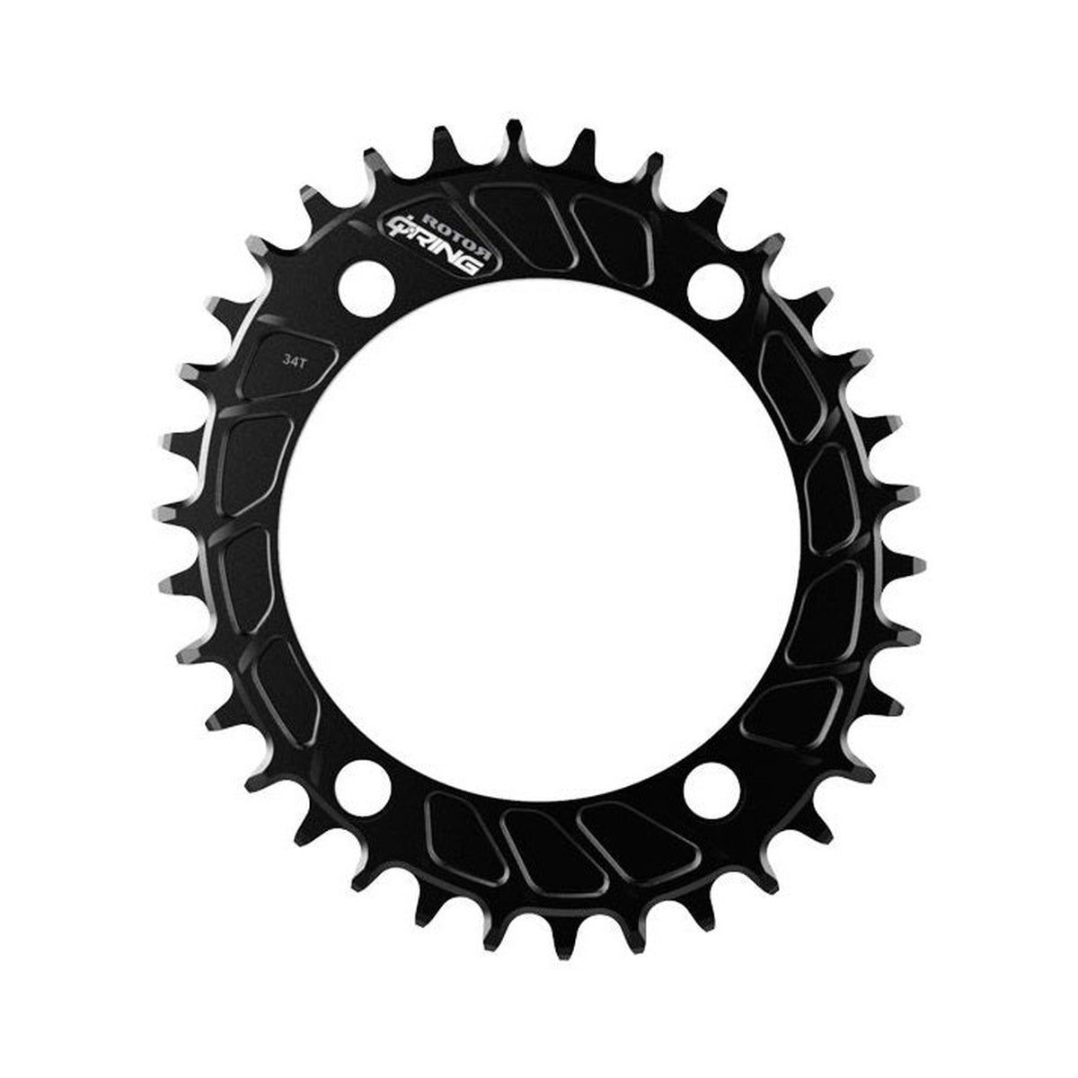 Plateau Mono Oval 11/12V ROTOR Q-RING MTB 4 Trous 110mm — vue du plateau sur fond blanc