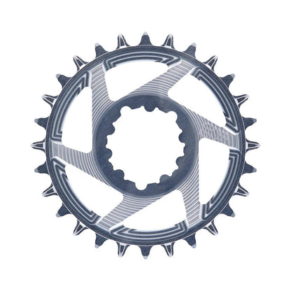 Plateau Mono E-THIRTEEN HELIX RACE 11/12V Direct Mount SRAM Boost Offset 3mm Gris — vue du plateau sur fond blanc