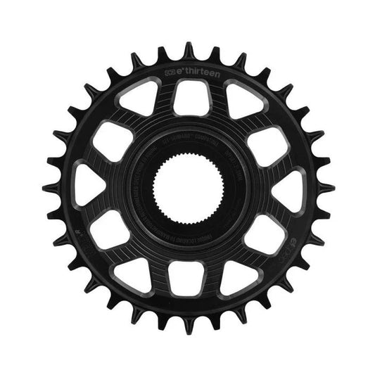 Plateau Mono E-THIRTEEN HELIX RACE E-SPEC 11/12V Direct Mount Shimano EP8 Noir — vue du plateau sur fond blanc
