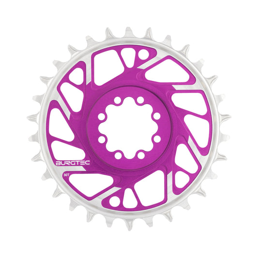 Plateau Mono BURGTEC THICK THIN 12V BOOST Direct Mount  8 Vis T-Type Narrow Wide Offset 3mm Violet — vue du plateau sur fond blanc
