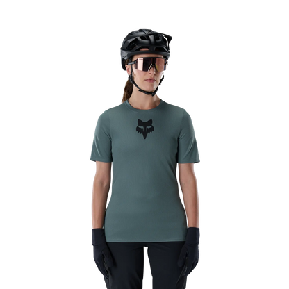 Maillot FOX RANGER HEAD Femme Manches Courtes Vert Sauge