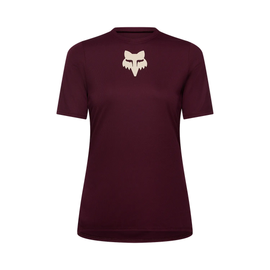 Maillot FOX RANGER HEAD Femme Manches Courtes Bordeaux