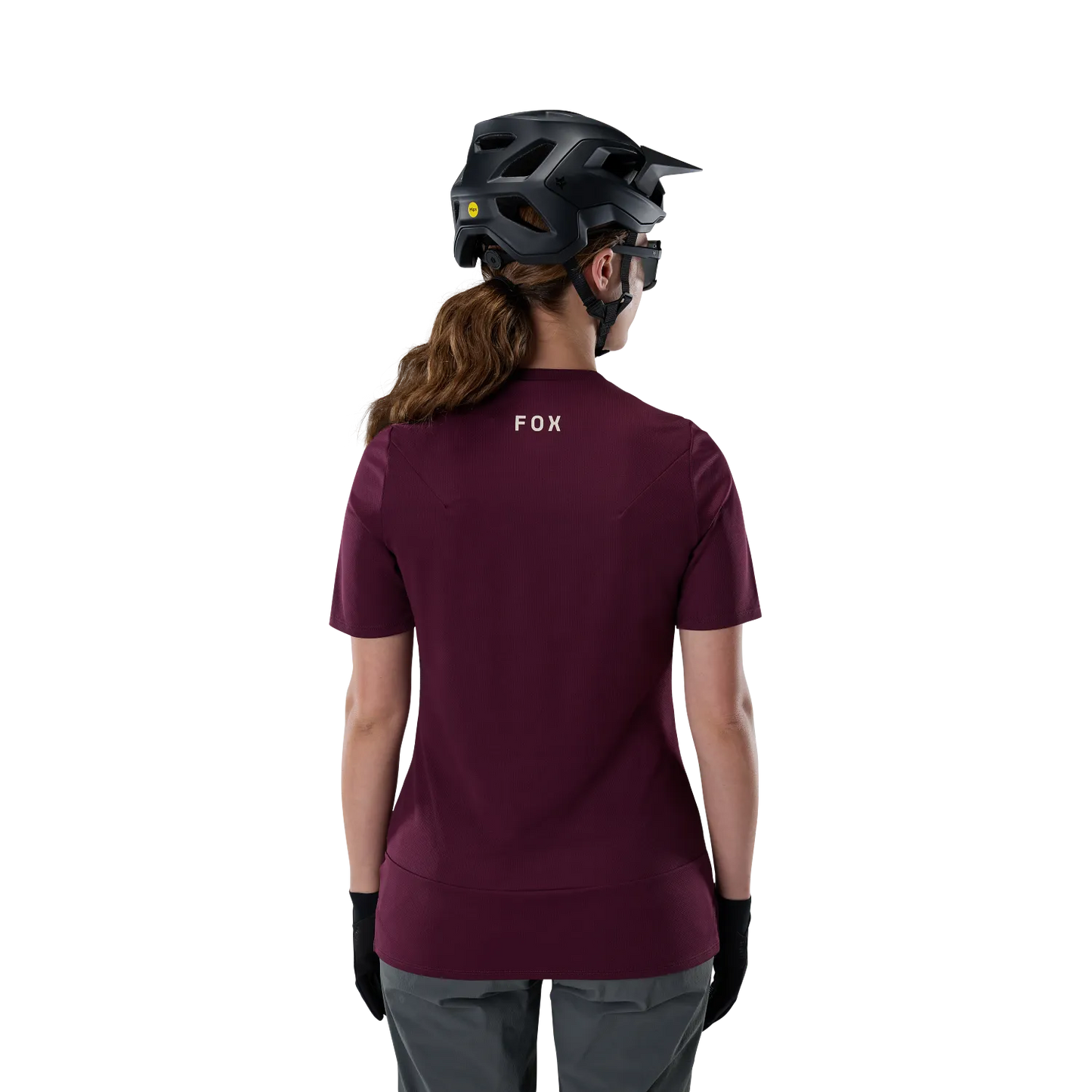 Maillot FOX RANGER HEAD Femme Manches Courtes Bordeaux