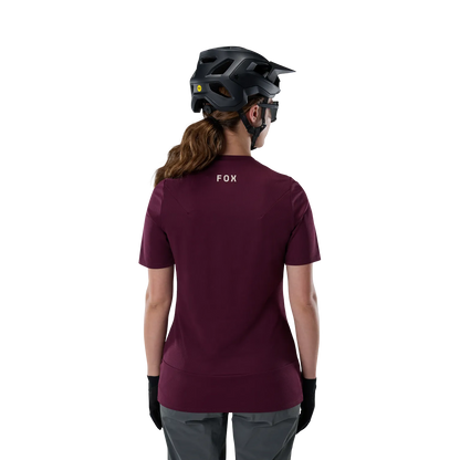Maillot FOX RANGER HEAD Femme Manches Courtes Bordeaux