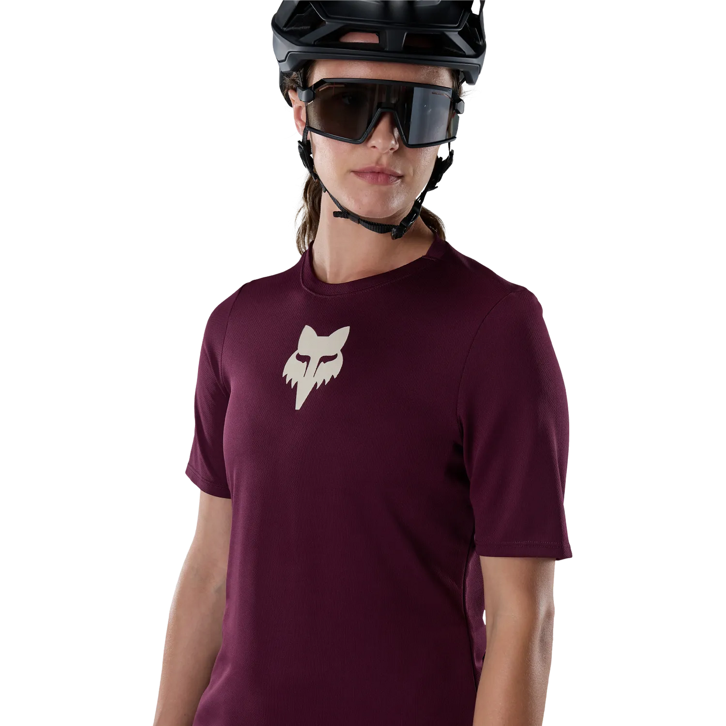 Maillot FOX RANGER HEAD Femme Manches Courtes Bordeaux