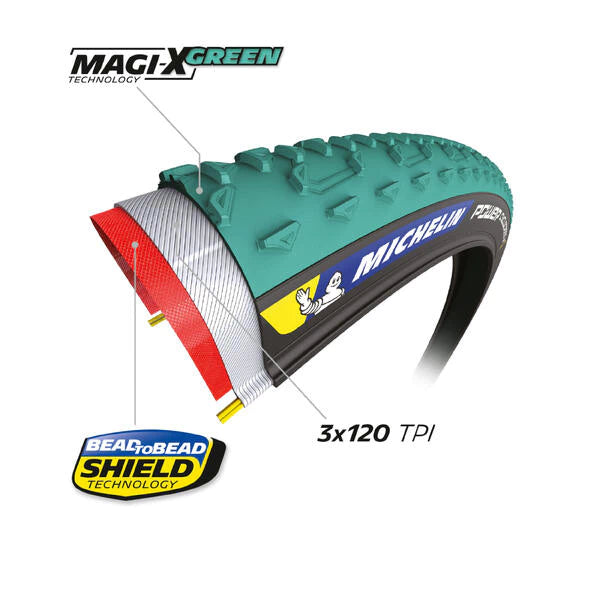 Pneu MICHELIN POWER JET Compétition Line 700x33c Tubeless Ready Vert