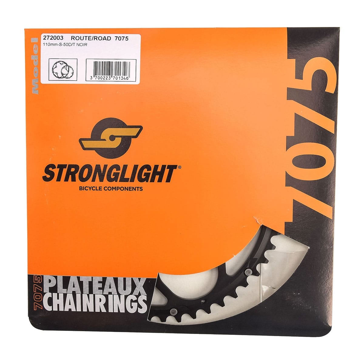 Plateau Extérieur 9/10V STRONGLIGHT ALU 7075 Type S 110 mm Noir