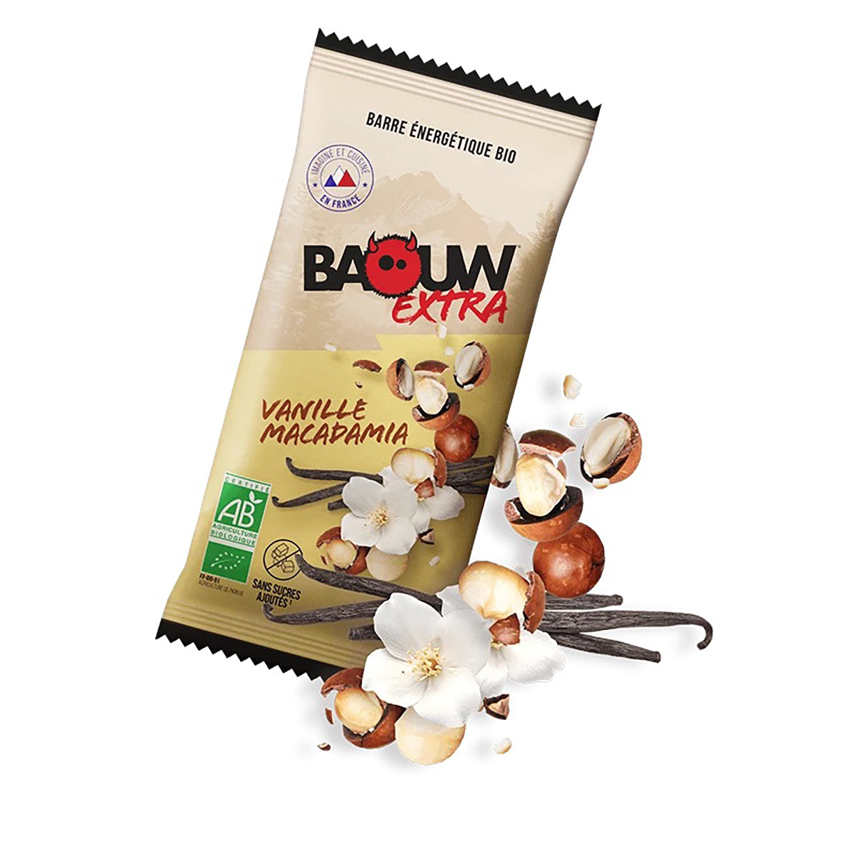 Barre Energétique BAOUW BIO EXTRA Vanille-Macadamia (50g)