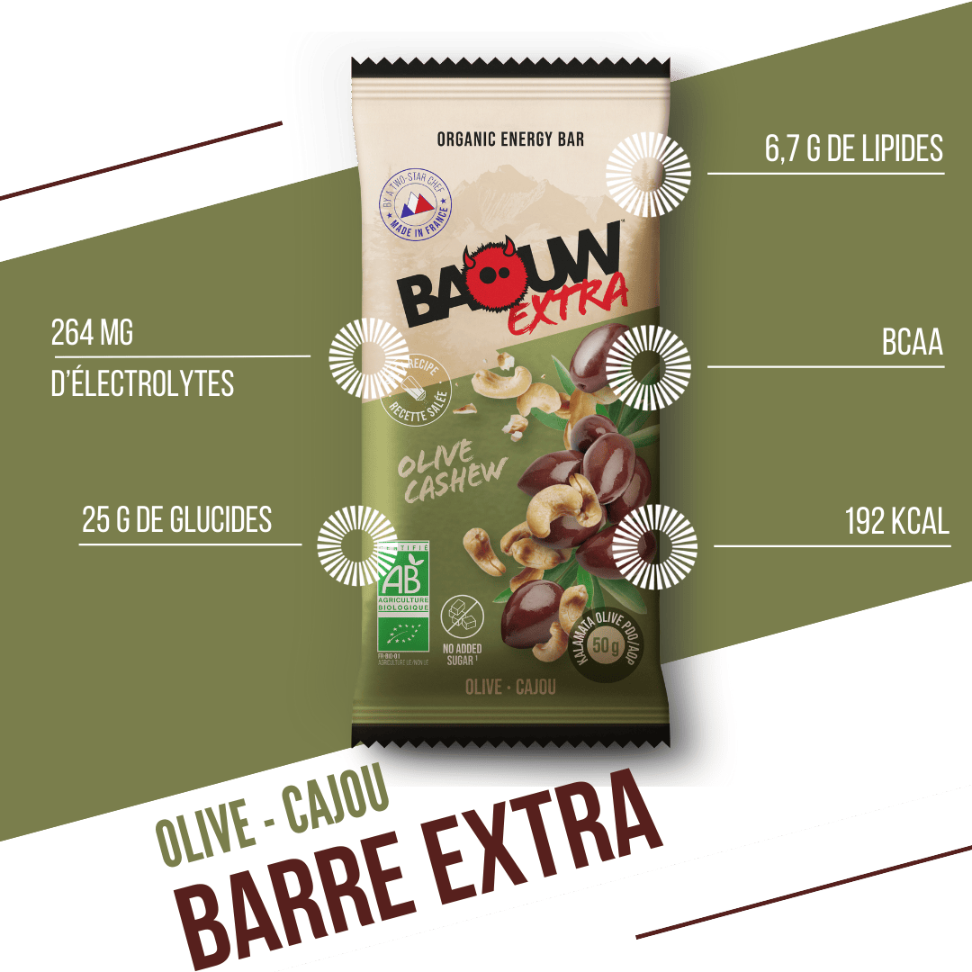 Energetická tyčinka BAOUW ORGANIC EXTRA solená olivovo-kešu (50g)