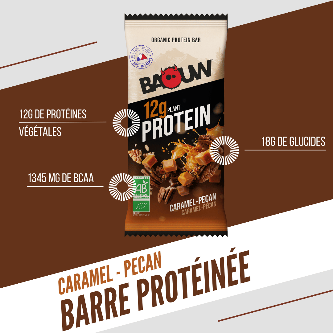 Barre Protéinée BAOUW BIO EXTRA Caramel/Pécan (50g)