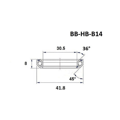 Roulement de Direction BLACK BEARING B14 1-1/8" 36/45° (30,5 x 41,8 x 8 mm)