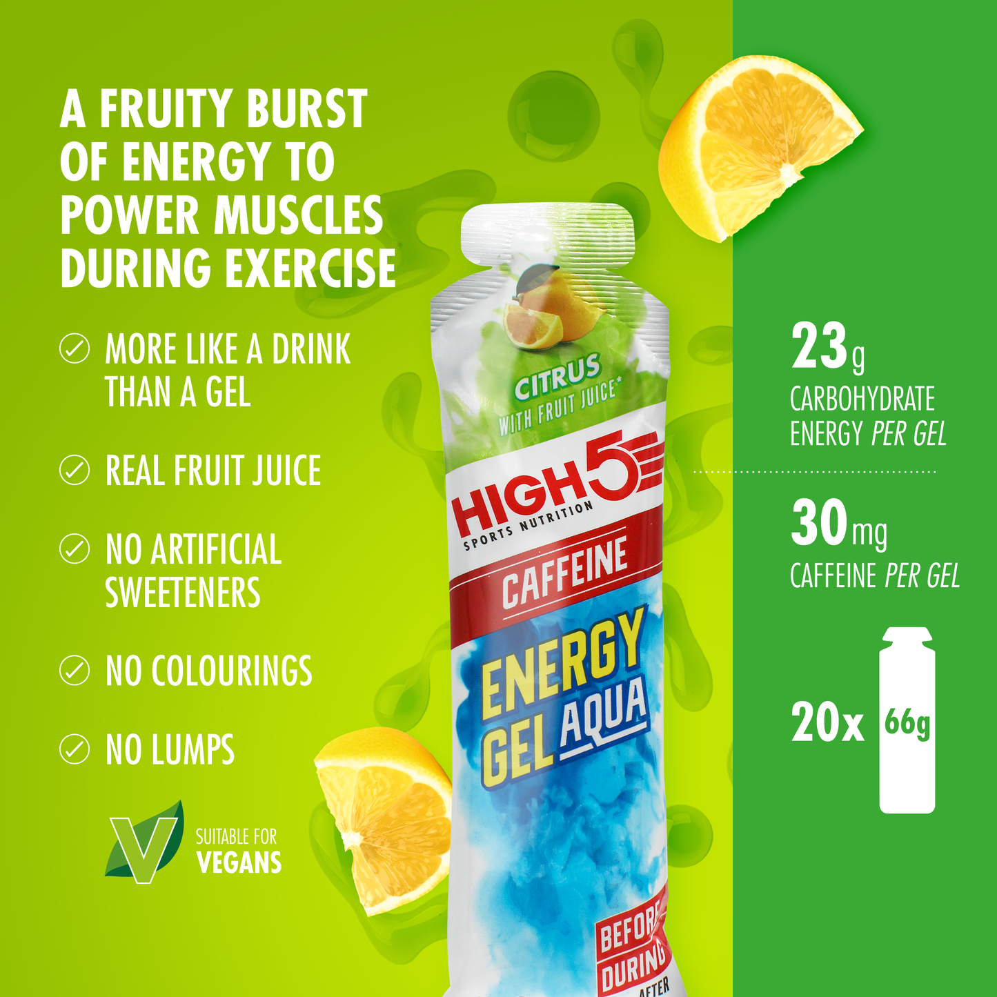 HIGH5 ENERGY GEL Aqua Koffein (66g) Citron