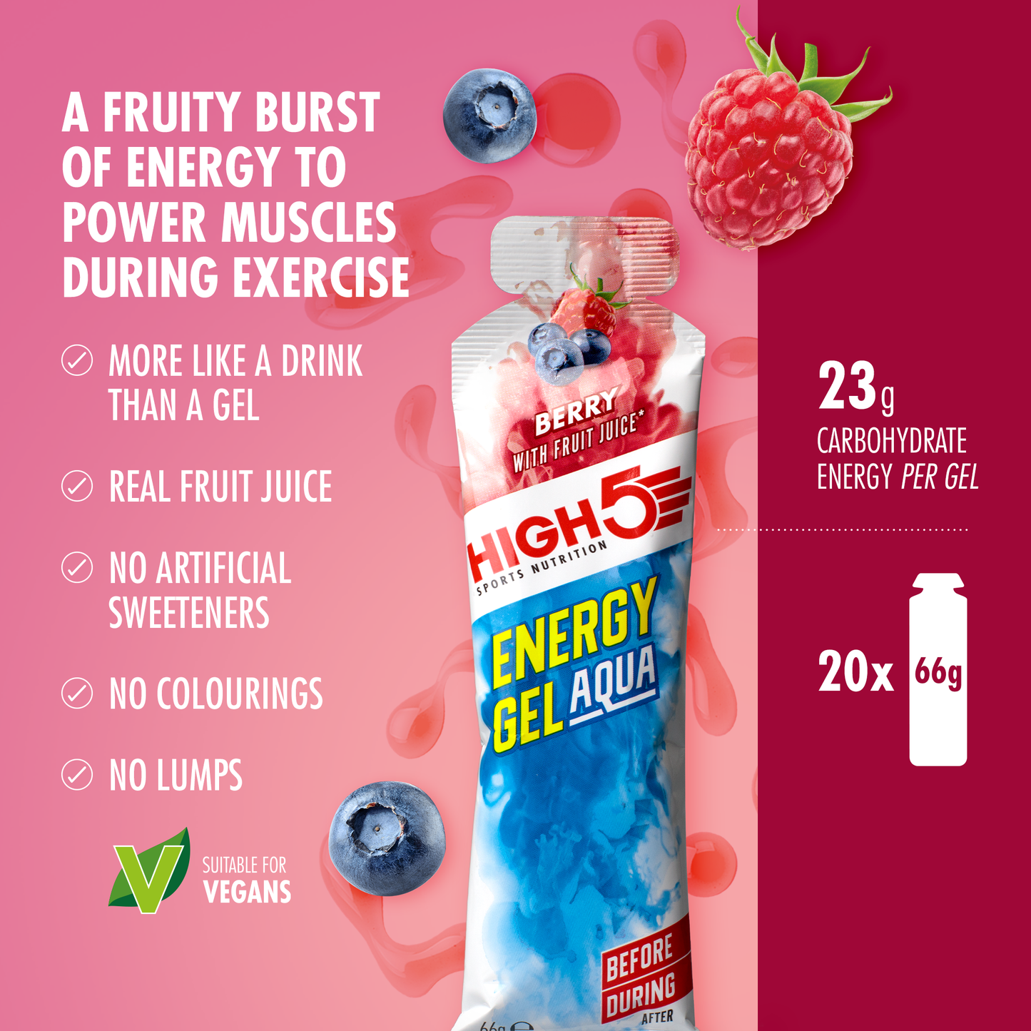 HIGH5 ENERGY GEL Aqua (66g) Röda frukter