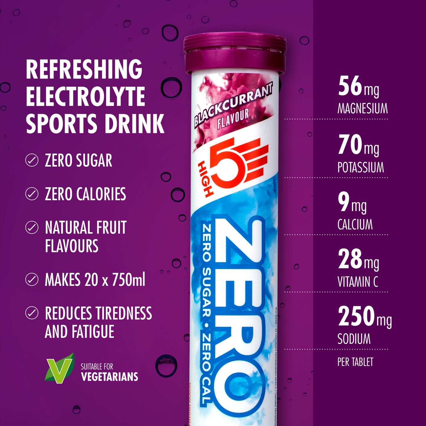 Elektrolitowe tabletki nawadniające High5 ZERO (x20) Czarna porzeczka