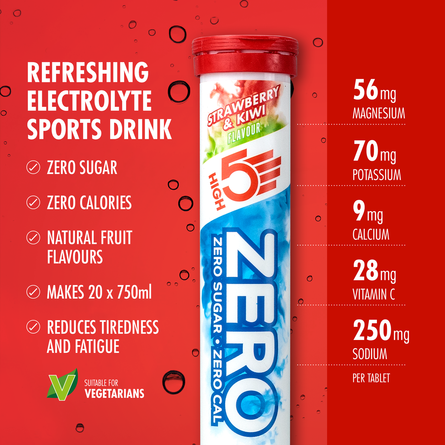 Elektrolitowe tabletki nawadniające High5 ZERO (x20) Truskawka Kiwi