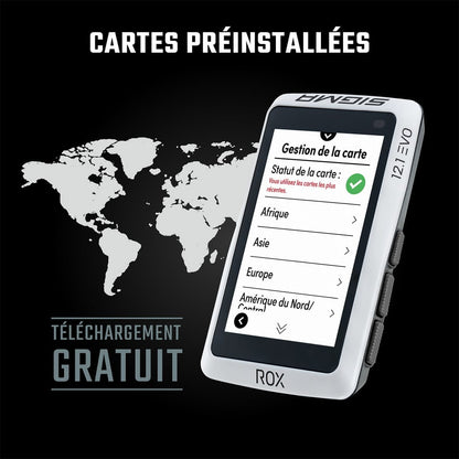 Compteur GPS SIGMA ROX 12.1 EVO Basic Noir — présentation des cartes préinstallées