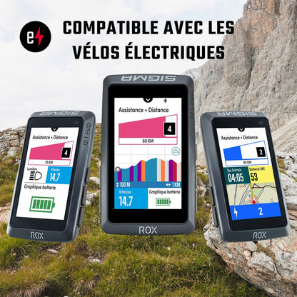 Compteur GPS SIGMA ROX 12.1 EVO Basic Noir — compatibilité avec les vélos à assistance électrique
