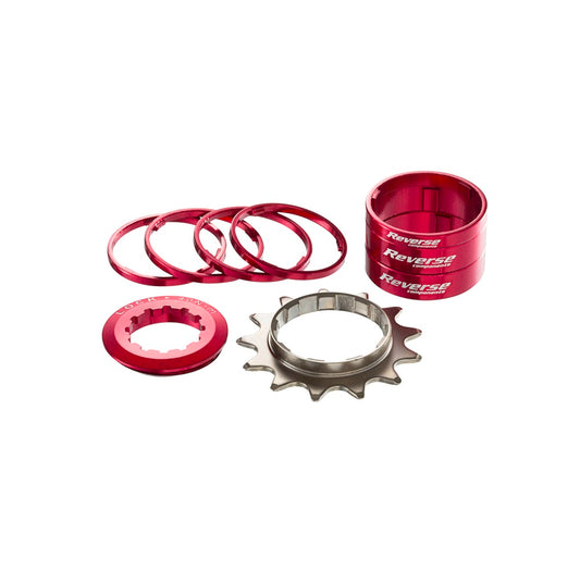 Kit Single Speed avec Pignon 13 Dents REVERSE COMPONENTS Rouge