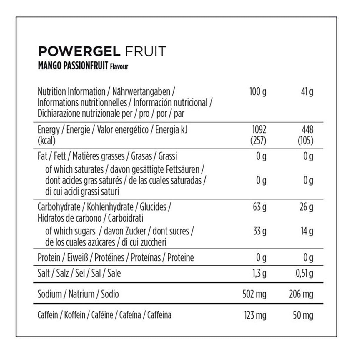 Gel Énergétique POWERBAR POWERGEL FRUIT (41g) Mange Passion Caféiné