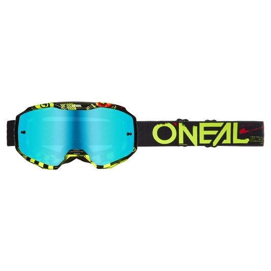 Masque O'NEAL B-10  ATTACK Noir/Jaune Fluo - Radium Bleu