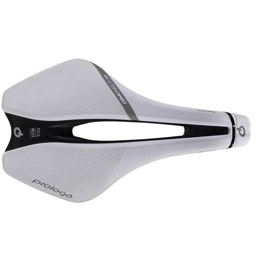 Sedlo PROLOGO DIMENSION Karbonové kolejnice šířka 143mm Bílá