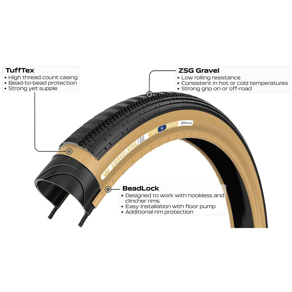 Pneu PANARACER GRAVELKING SEMISLICK TLR 700x45c Tubeless Ready Beige