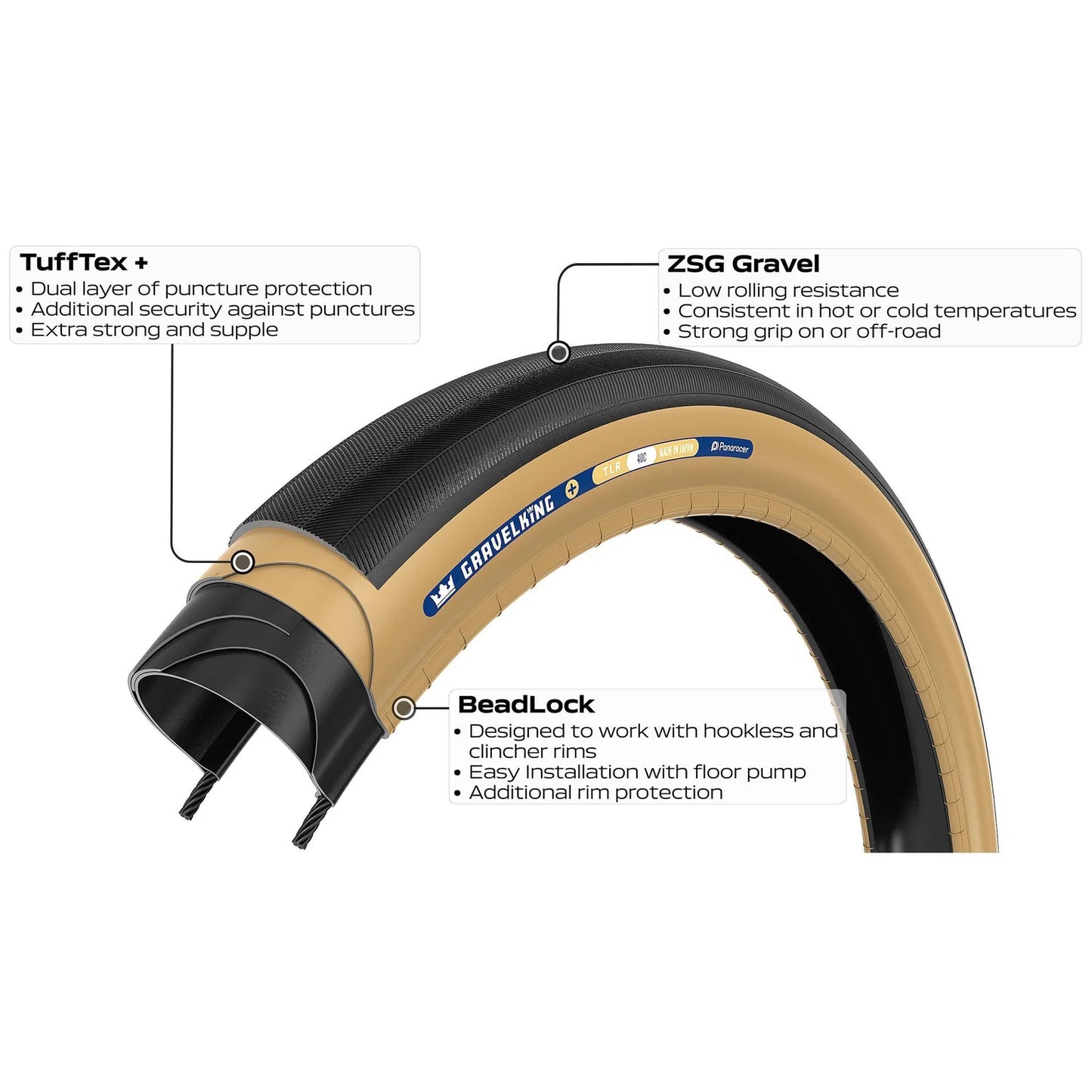 Pneu PANARACER GRAVELKING SLICK+ TLR 700x35 Tubeless Ready Noir