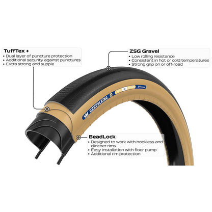 Pneu PANARACER GRAVELKING SLICK+ TLR 700c Tubeless Ready Beige