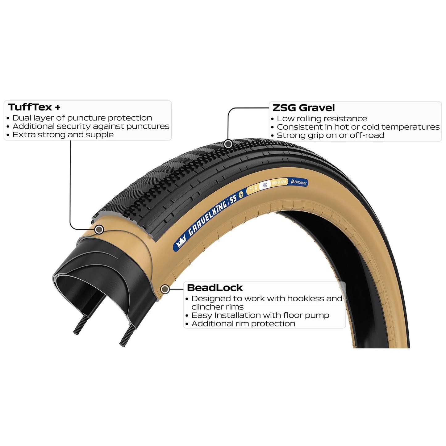 Pneu PANARACER GRAVELKING SEMISLICK+ TLR 700x35c Tubeless Ready Beige