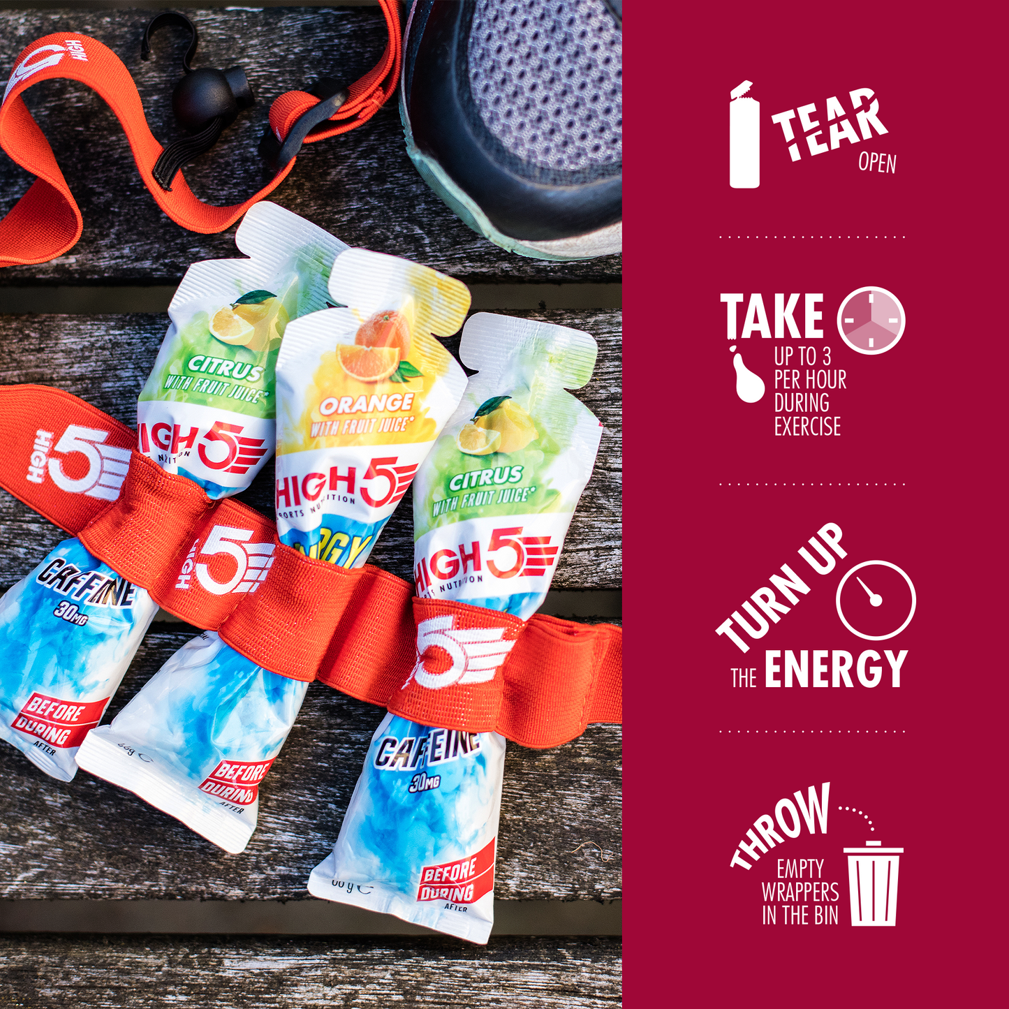 HIGH5 ENERGY GEL Aqua (66g) Röda frukter