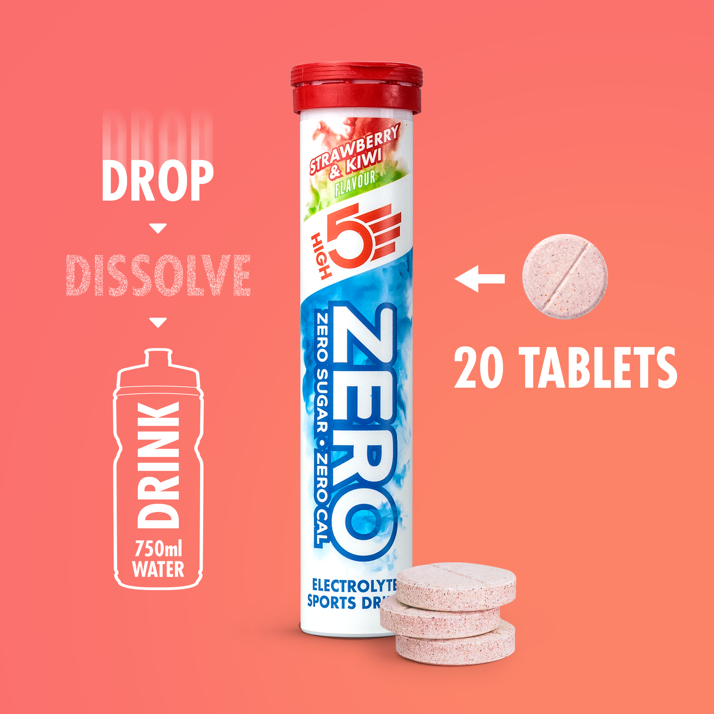 Elektrolitowe tabletki nawadniające High5 ZERO (x20) Truskawka Kiwi