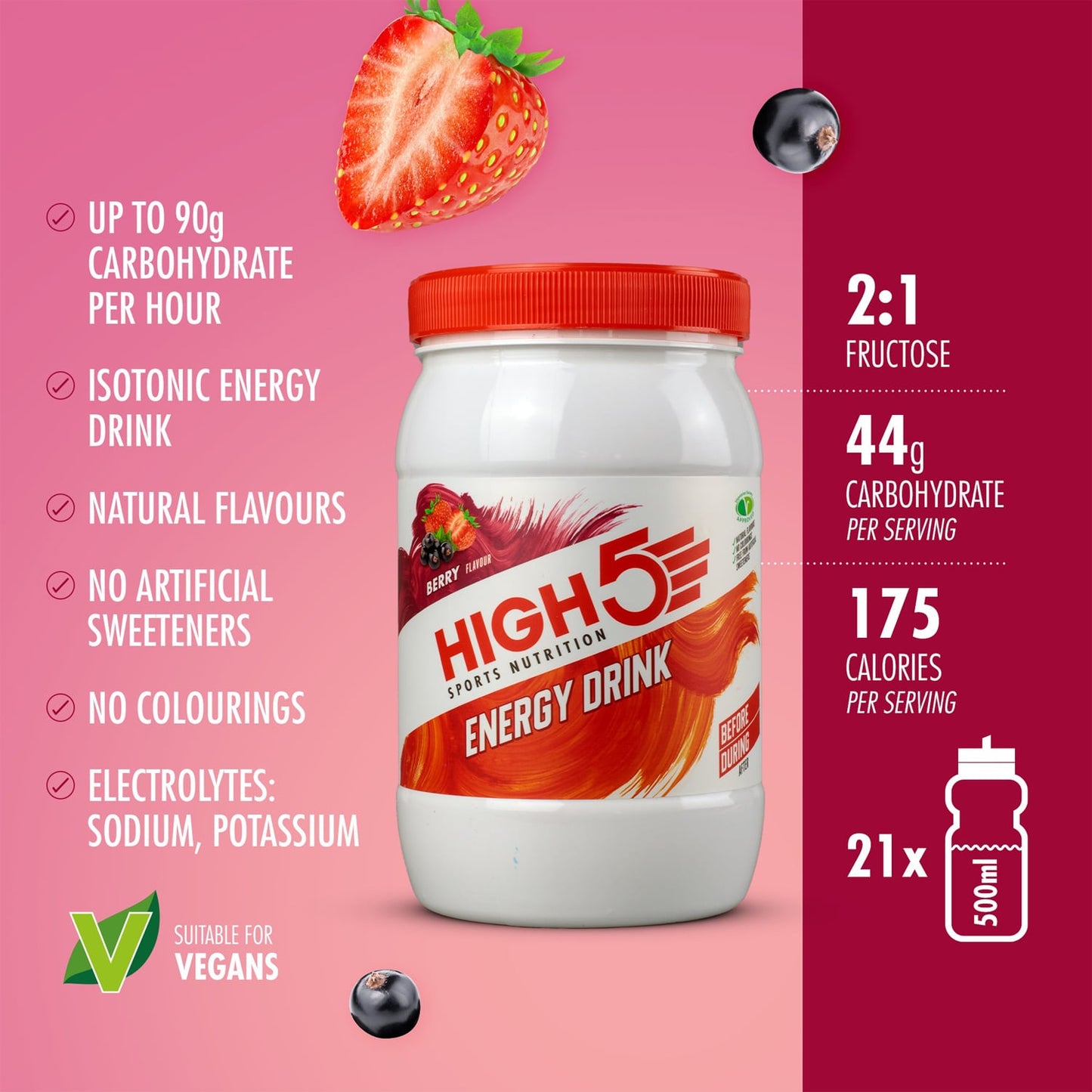 Boisson Énergétique HIGH5 ENERGY DRINK  (1kg) Fruits Rouge