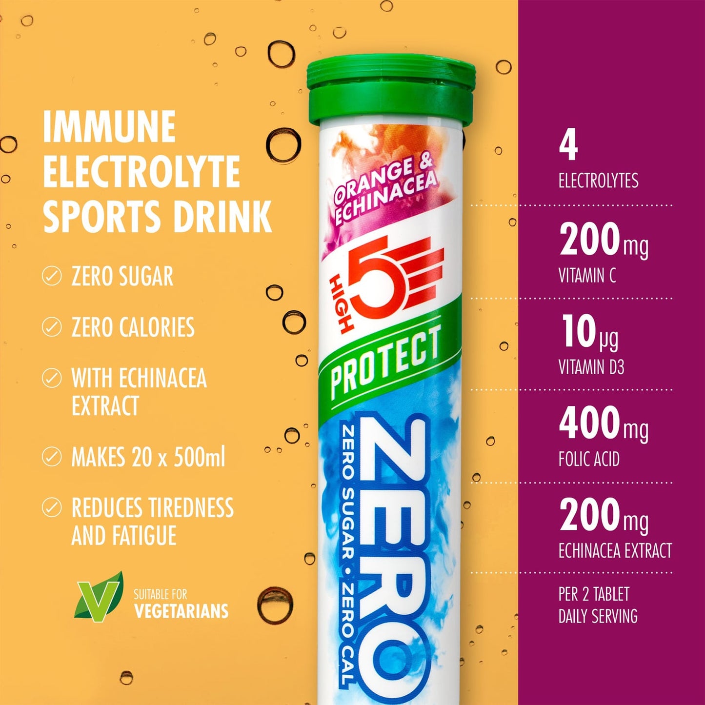 HIGH5 ZERO PROTECT Hydratation Electrolyte (20 Pastilles) Orange & Echinacée