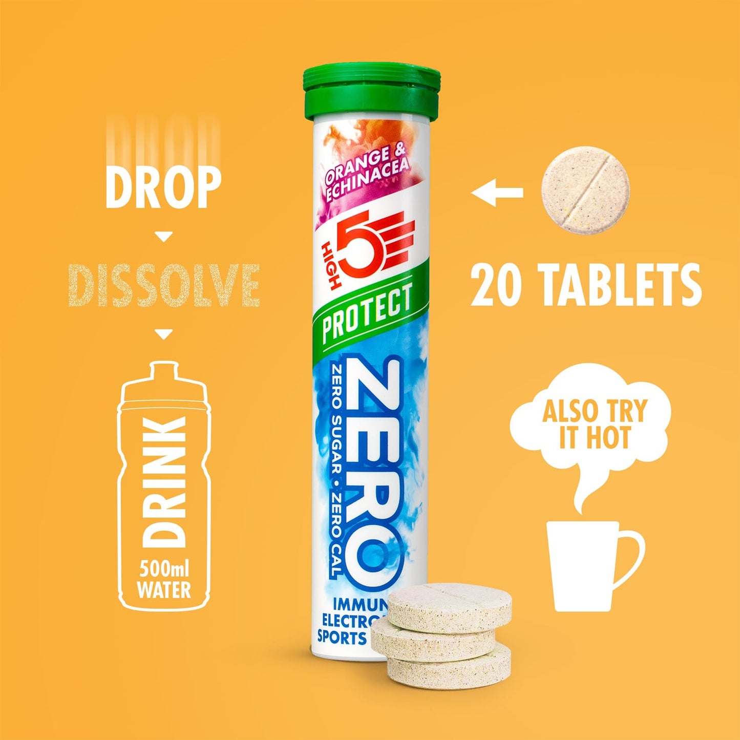 HIGH5 ZERO PROTECT Hydratation Electrolyte (20 Pastilles) Orange & Echinacée