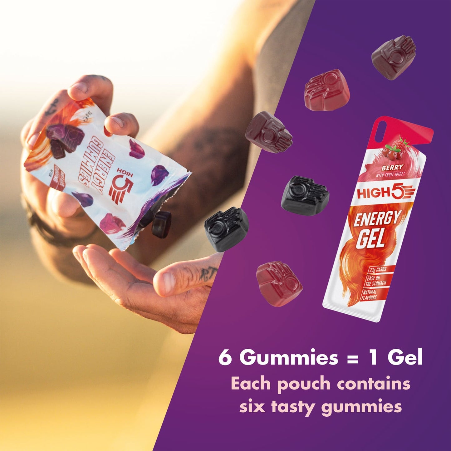 High5 TA Energy Gummies Ovoce Červená