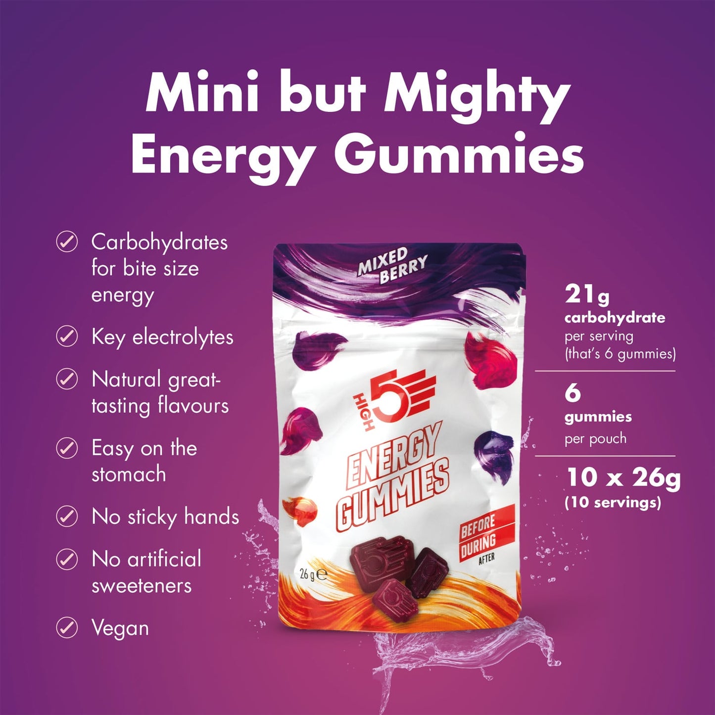 High5 TA Energy Gummies Ovoce Červená