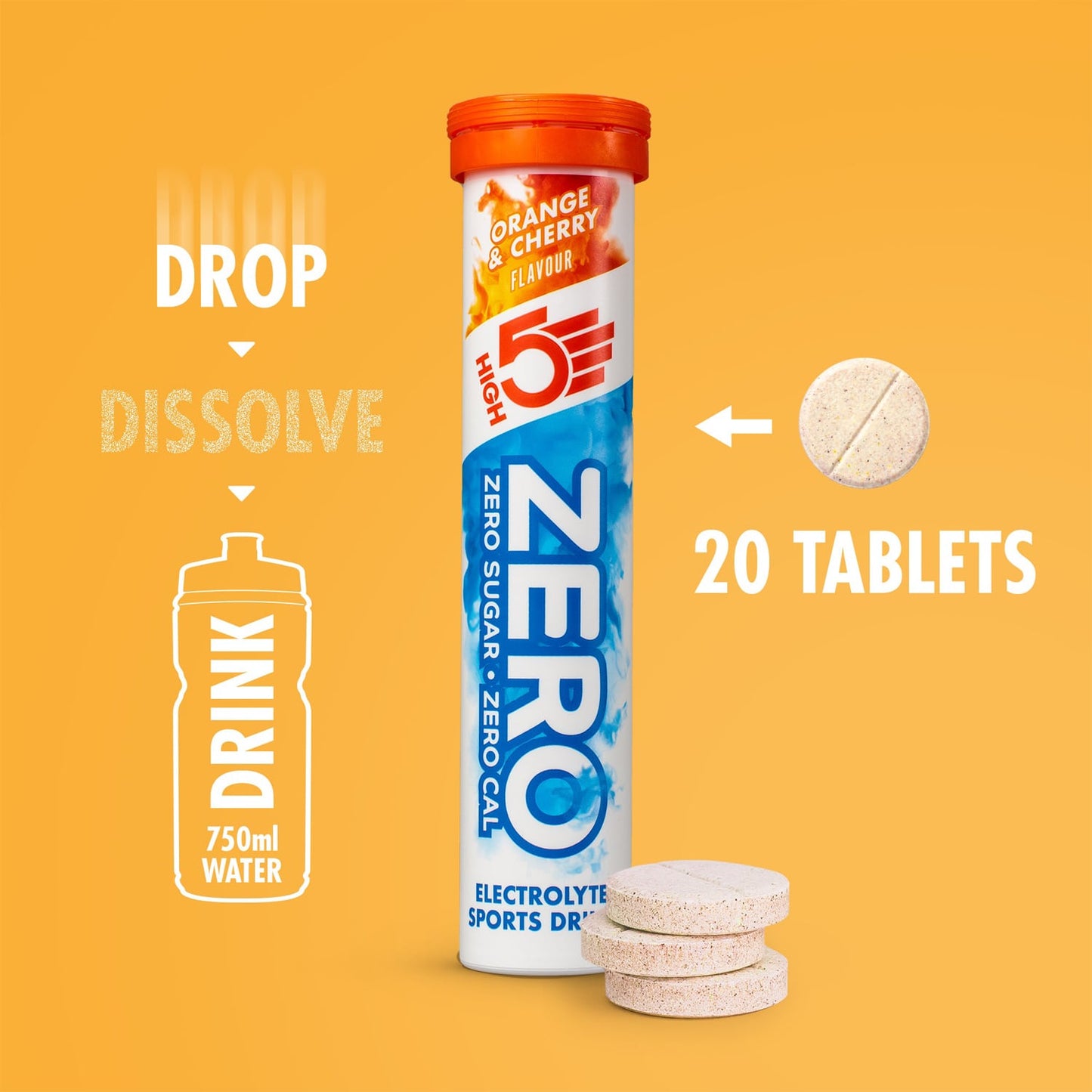 High5 ZERO Electrolyte Hydration Tablets (x20) pomarańczowo-wiśniowe