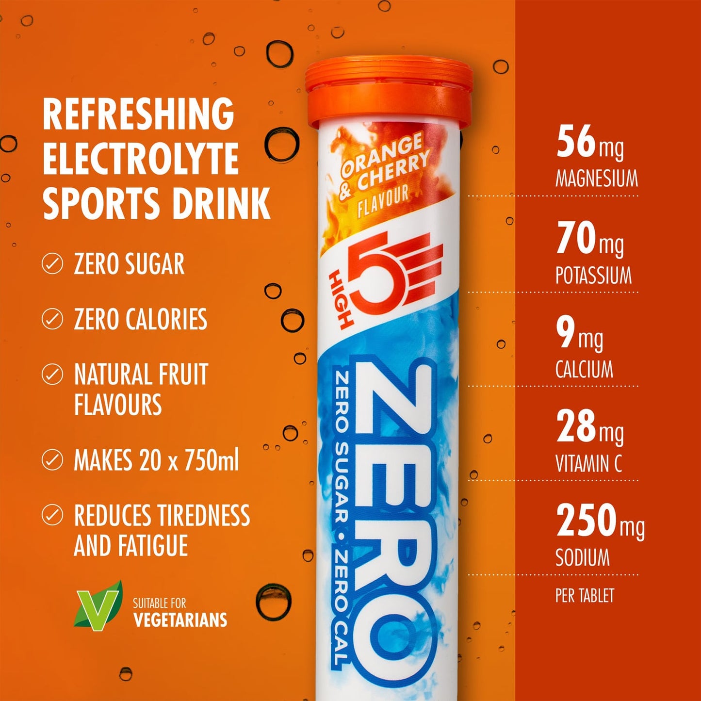 High5 ZERO Electrolyte Hydration Tablets (x20) pomarańczowo-wiśniowe