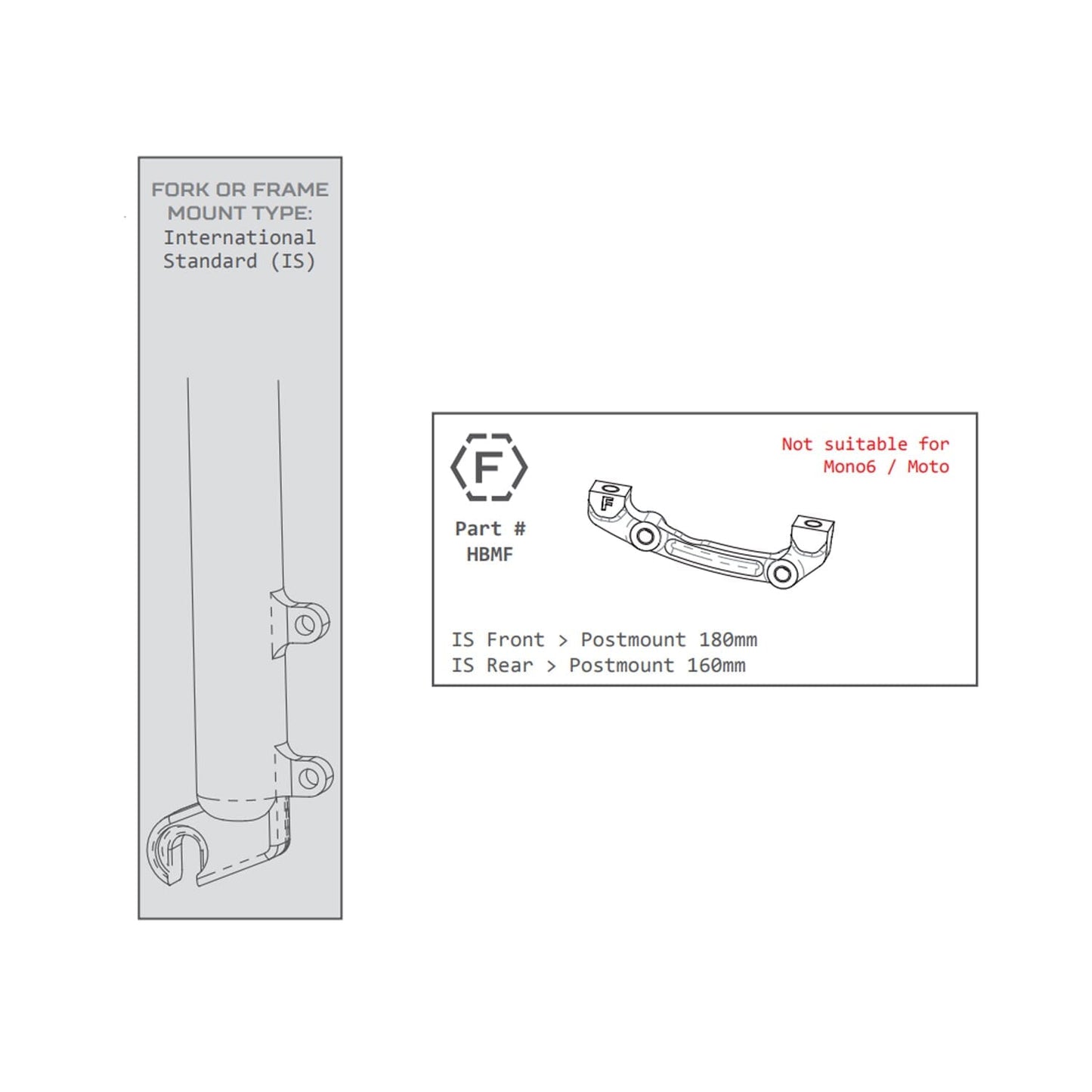 Adapter til forreste/bageste caliper PM/IS HOPE (forreste 180 mm/bageste 160 mm) #HBMF Sort