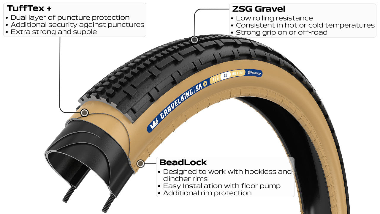 Pneu PANARACER GRAVELKING SK+ TLC 700x40c Tubeless Ready Beige