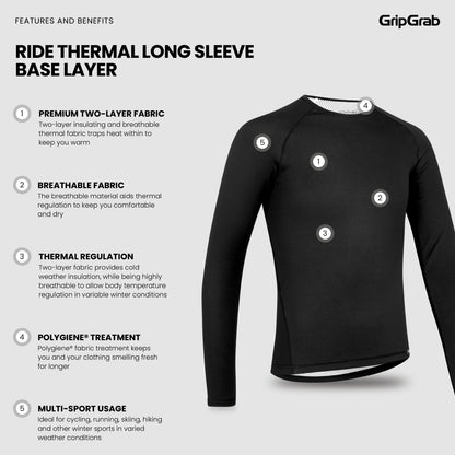 Sous-Vêtement Manches Longues GRIPGRAB RIDE THERMAL Noir