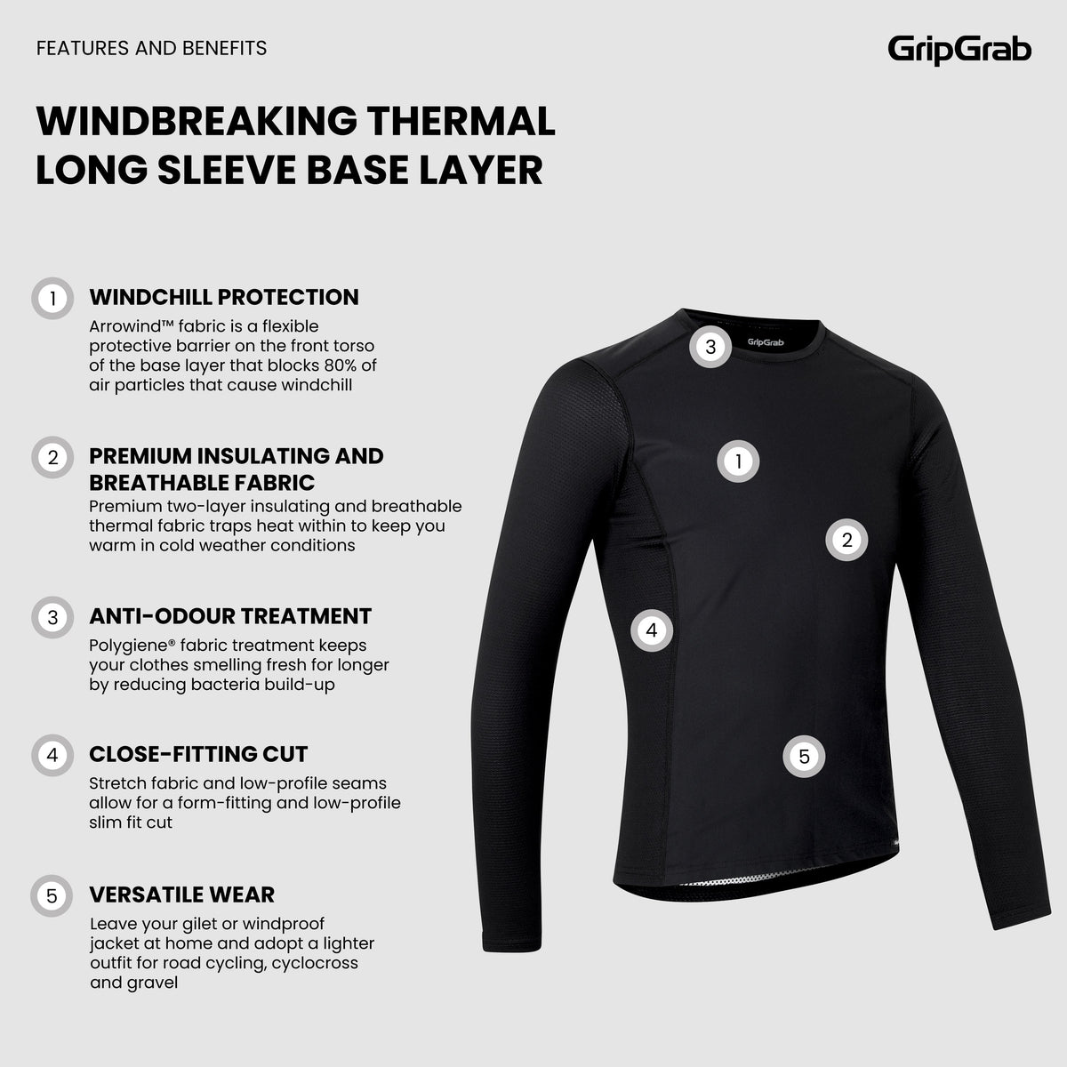 Sous-Vêtement Manches Longues GRIPGRAB WINDBREAKING THERMAL Noir