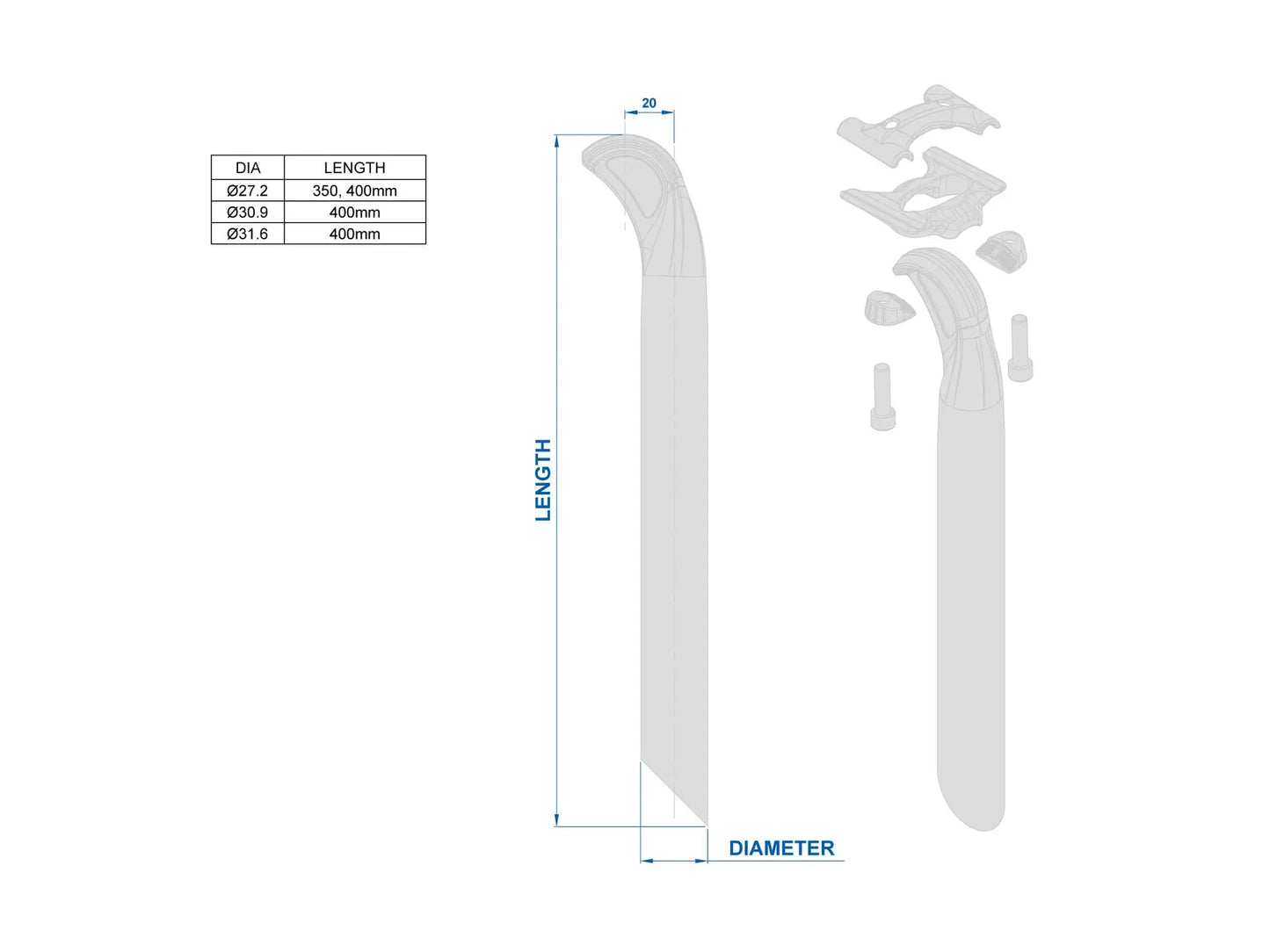 Tige de Selle RITCHEY WCS LINK TWO-BOLT Recul 20mm