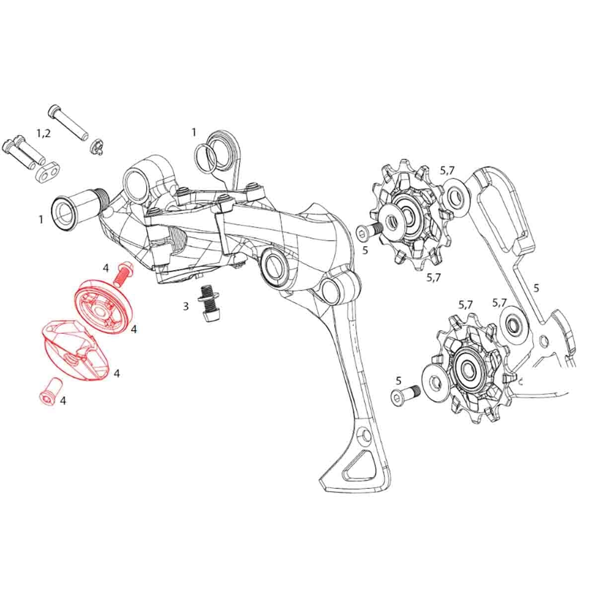 Kit Galet Guide Câble de Dérailleur Arrière SRAM XX1 1x11V #11.7518.016.000