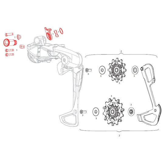 Kit Vis de Fixation et de Butées de Dérailleur Arrière SRAM EAGLE GX 12V