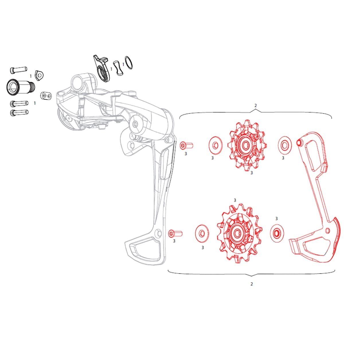 Kit Galets et Cage Intérieure Déraileur Arrière 12V SRAM EAGLE