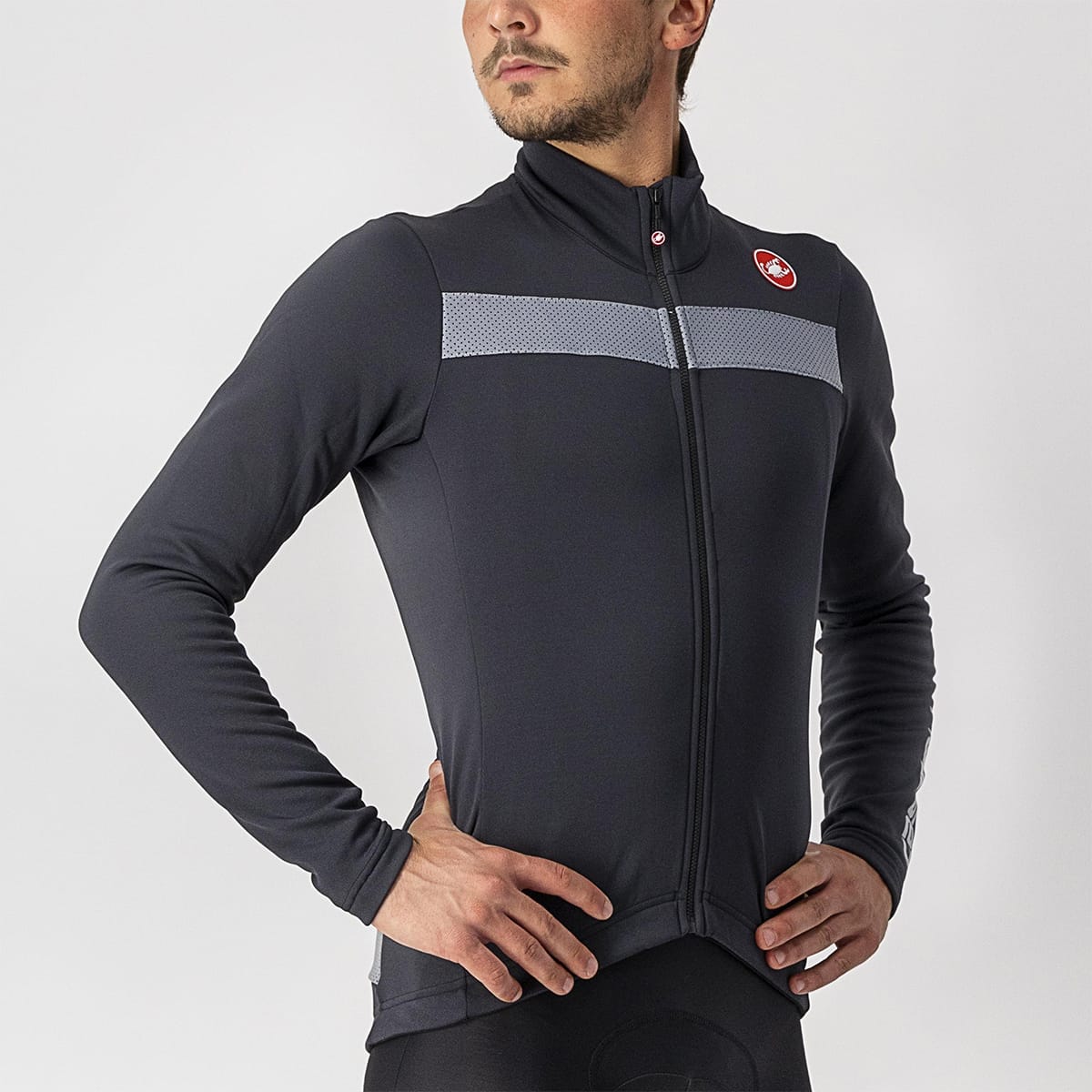 Maillot CASTELLI PURO 3 FZ Manches Longues Noir/Gris