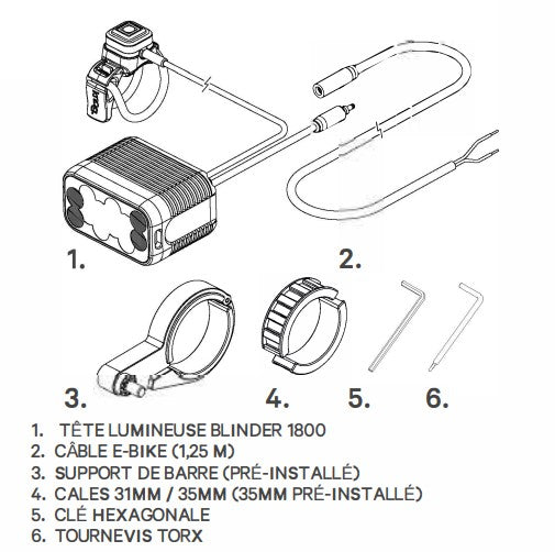 Éclairage Avant KNOG BLINDER E 1800