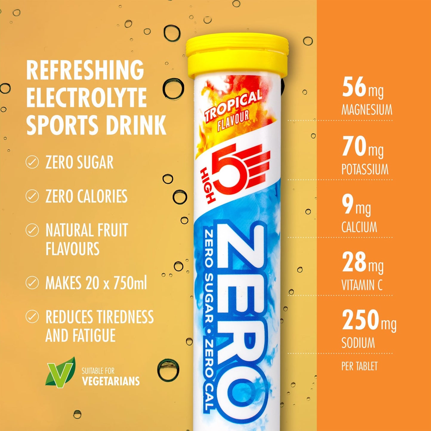 Boisson Anticrampe HIGH5 ZERO Tube de 20 Pastilles Tropical